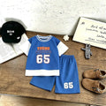 Mode-Trainingsanzüge für Jungen, lässig, lockeres T-Shirt + Shorts, 2-teiliges Set, Kinder-T-Shirts mit Rundhalsausschnitt, vielseitige Shorts, dünne Sommerkleidung