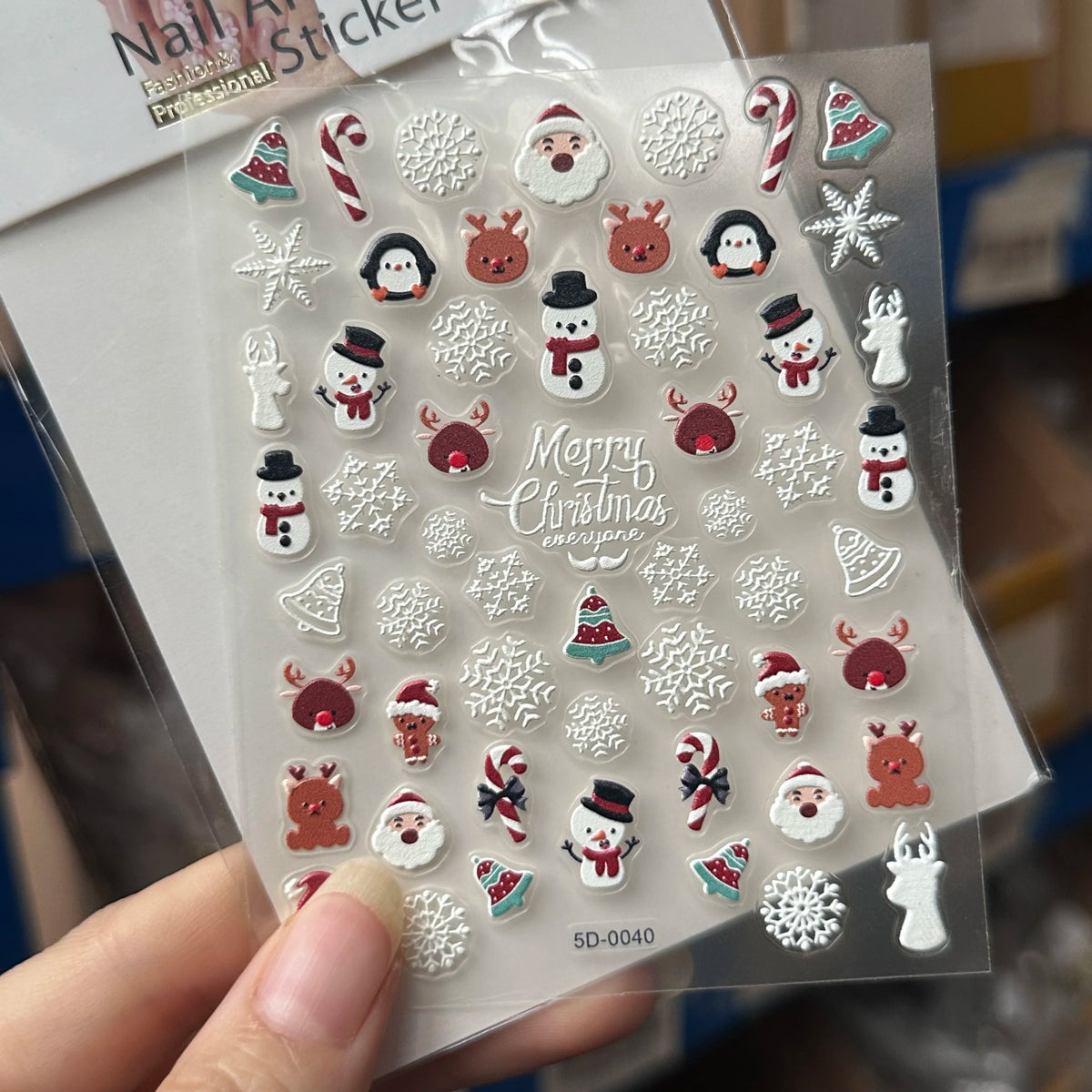1 Stück 5D Red Gingerbread Man Schneeflocken Weihnachten Nagelaufkleber Niedlicher Schneemann Weihnachtsmann Winter Nagelaufkleber Maniküre Dekorationen
