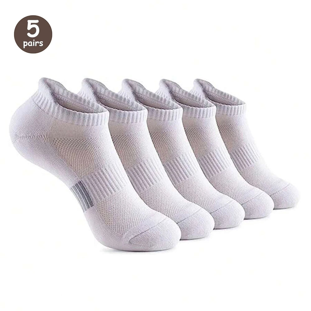 5 Paar Herrensocken, hochwertige Frühlings- und Herbstverdickte, atmungsaktive Bootssocken, niedrig geschnittene Socken mit flachem Mund, Freizeitsocken für Herren