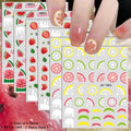 3 bis 12 Blatt 3D-Frucht-Nagelaufkleber Zitrusfrüchte Erdbeere Wassermelone Kirsche Avocado Abziehbilder Selbstklebende Sommer-French-Nagelkunst