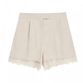 KONDALA Elegantes Damen-Frühlingsoutfit 2026: Spitzenanzug mit Einknopf-Blazer und Plissee-Mini-Shorts – Modisches Büro-Set für Damen