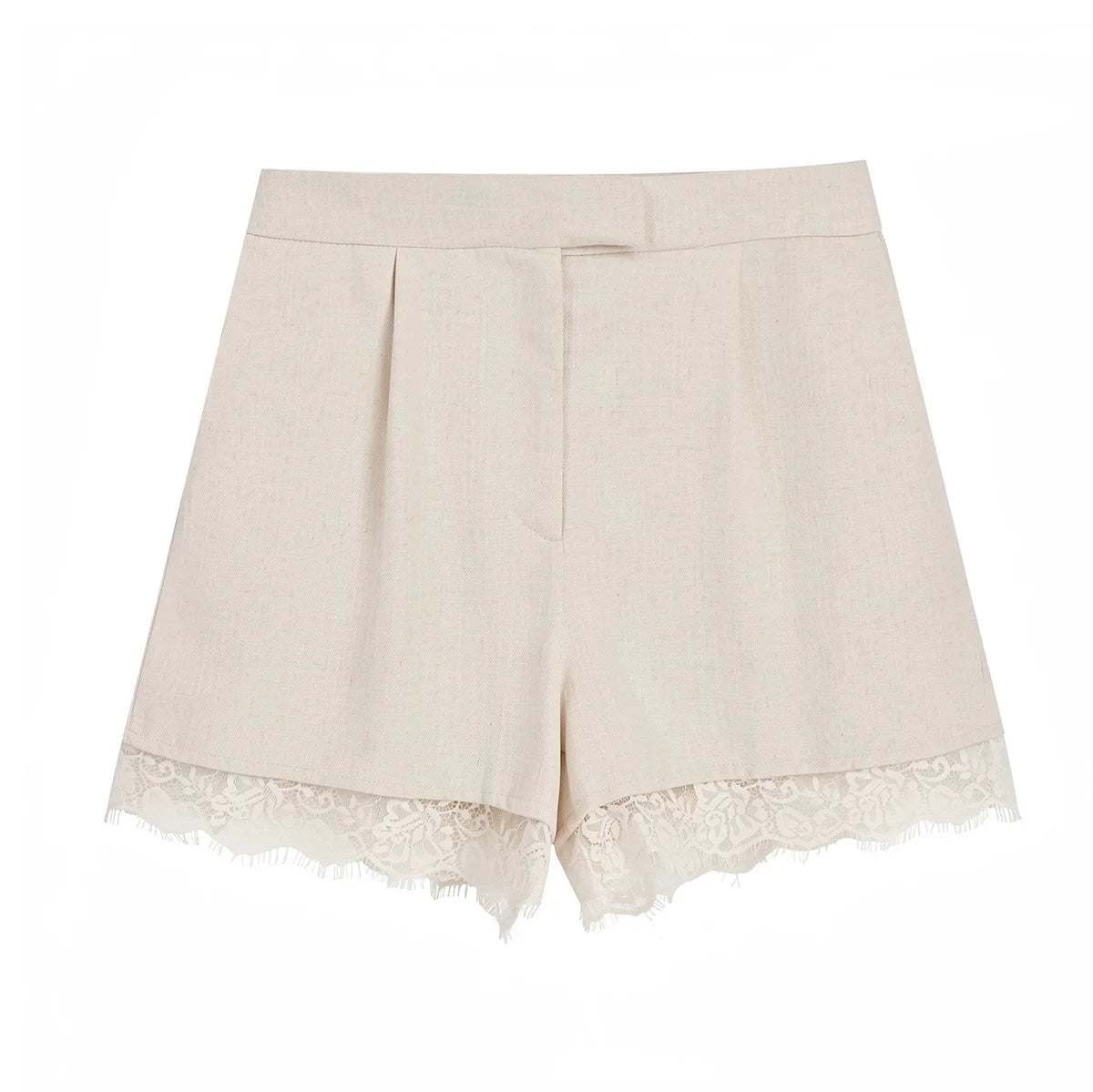 KONDALA Elegantes Damen-Frühlingsoutfit 2026: Spitzenanzug mit Einknopf-Blazer und Plissee-Mini-Shorts – Modisches Büro-Set für Damen