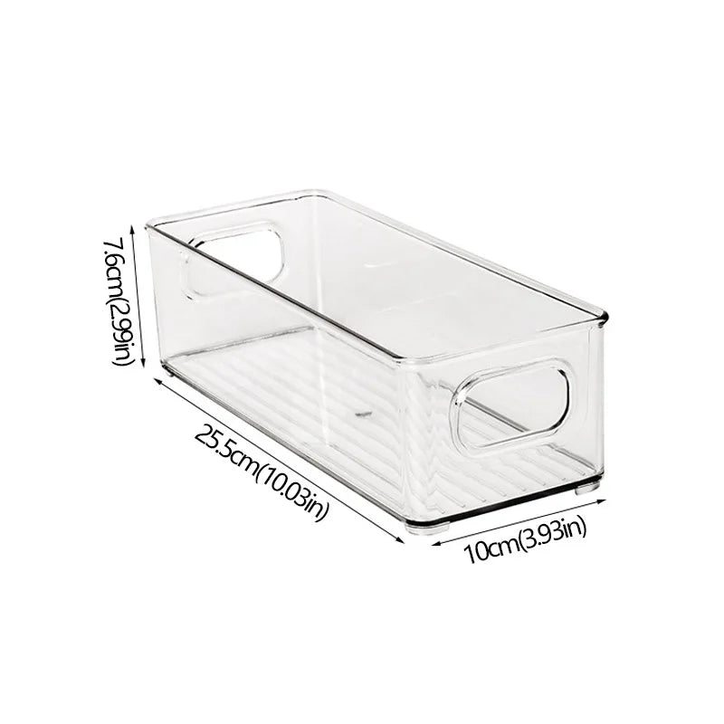 Kühlschrank-Organizer-Behälter, stapelbare Kühlschrank-Lebensmittel-Aufbewahrungsbox mit Griff, durchsichtiger Kunststoff, für Speisekammer, Gefrierschrank, Organizer-Werkzeug