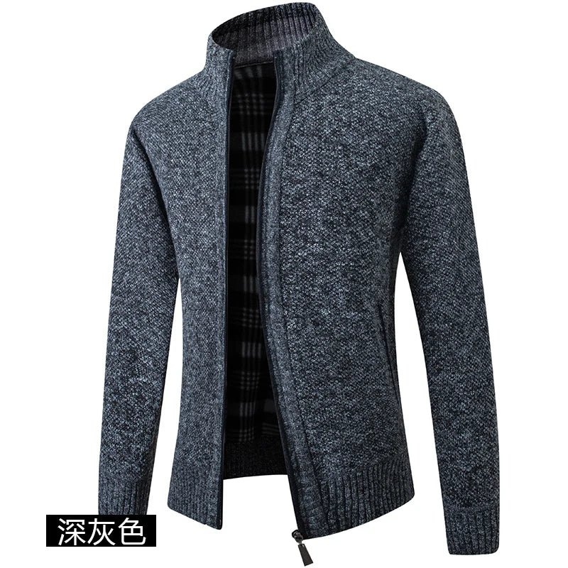 Herren Stehkragen Pullover neue Strickjacke in Herbst und Winter koreanische Version der schlanken einfarbigen Pullover Jacke