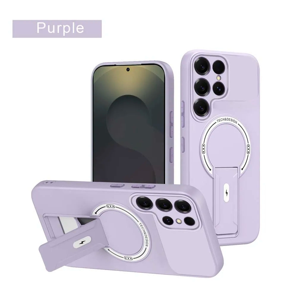 Fall für Für Samsung Galaxy S26 S25 S24 Plus S23 S22 Ultra S25Edge S25FE S24FE Matte Rüstung Ständer Halter Zurück Abdeckung Fundas
