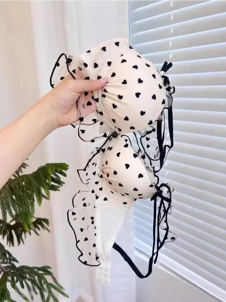MOYISU Koreanischen Stil Drahtlose Spitze Dessous Set für Kleine Brüste Frauen Sexy Pure Desire Süße Nette Bh Netzwerk Liebe Design