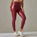 Neue PU-Lederhose für Damen, farbenfrohe, eng anliegende Schlankheits- und Yoga-Leggings mit hoher Taille für den Außenbereich