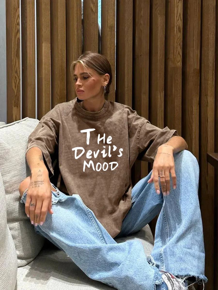 Rosa Brief Design Gewaschen T Shirt Frauen Vintage Baumwolle T-shirts Streetwear Weiche Mineral Tees Mädchen Lose Weibliche T Tops Y2k