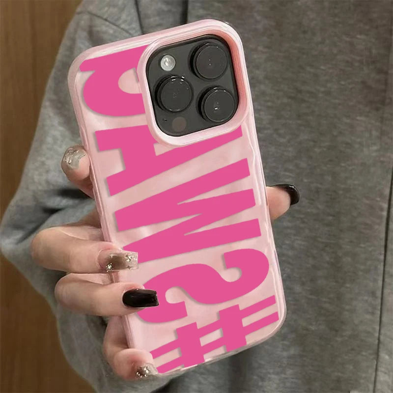 SWAG Pink Letter Handyhülle für iPhone 17 16 Pro Max 15 14 Plus 13 12 11 Pro Max Air 16E Candy Wave Textur Weiche Schutzhülle