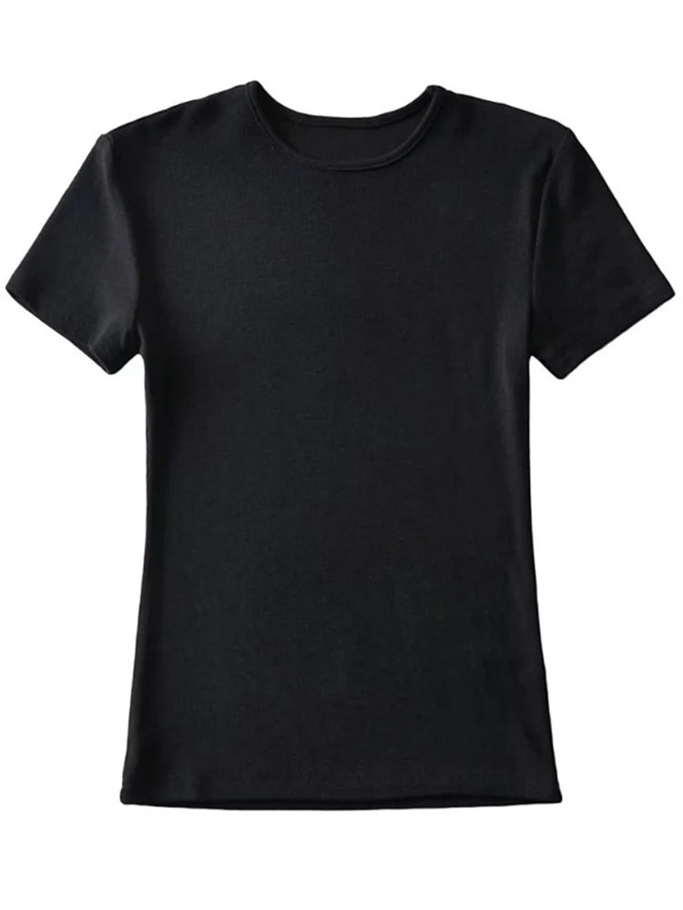Casual Sommer Frau Skinny Fit T-shirt Enge Kurzhülse O-ansatz T Grundlegende Solide Crop Tops T Shirt