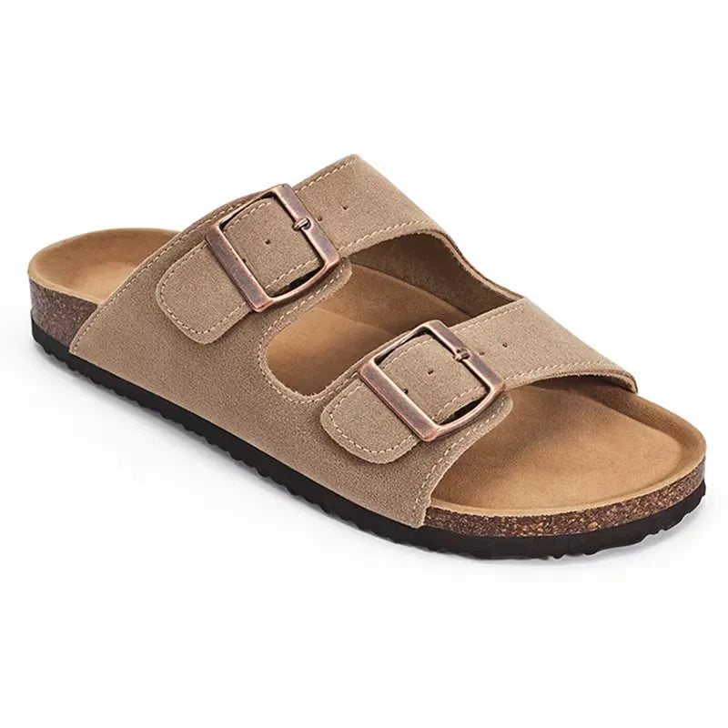 Shevalues Herren-Wildleder-Clogs, weiche Leder-Pantoletten, Herren, neue Sommer-Männer-Kork-Sandalen, bequeme Slip-On-Unisex-Clogs mit Fußgewölbeunterstützung