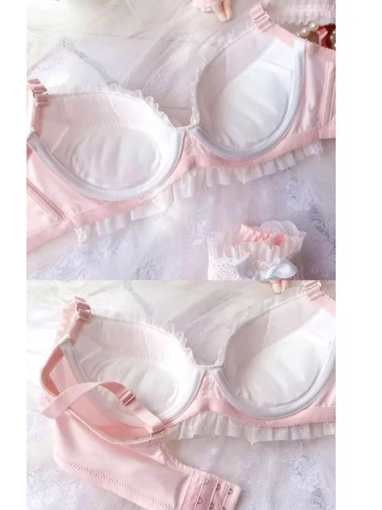 YUQI Sexy japanisches süßes BH-Set, G-Cup, große Körbchen, Damen-Bügel, schwere Spitze, dünne Körbchen, Komfort, reine und sinnliche Dessous, Push-up