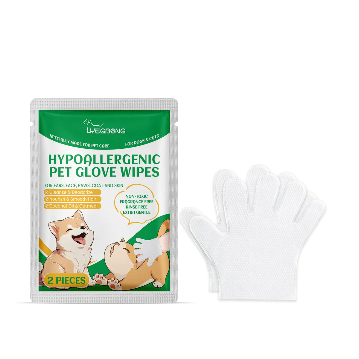 Einweg-Reinigungshandschuhe für Haustiere, ohne Ausspülen, weich, für die Pflege zwischen den Bänen, sanft für empfindliche Haustiere, Pflegetücher, hygienische Handschuhe