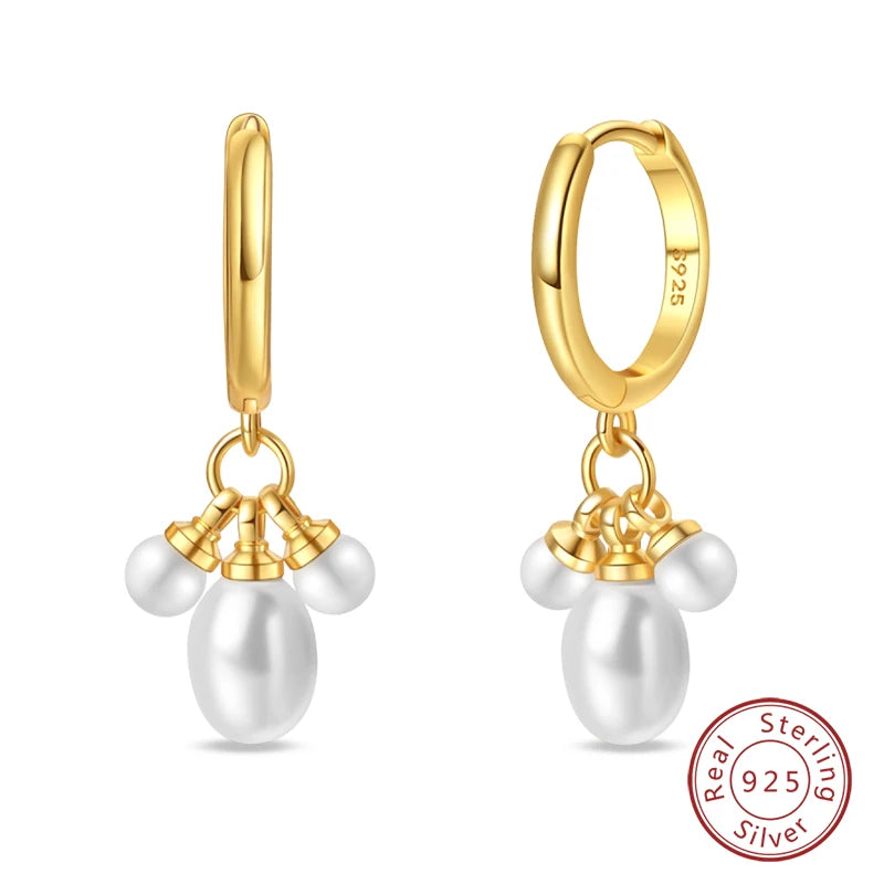 Luxus Goldene Muschel Seestern Perle Ohr Studs 925 Silber Schmetterling Herzförmige Anhänger Perle Ohrringe Für Frauen Partei Schmuck