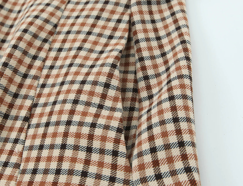 KONDALA Casual Chic Büro Dame Frauen Anzug Plaid Taste Langarm Blazer Lange Gerade Hosen Mode 2025, Herbst Bussiness Set
