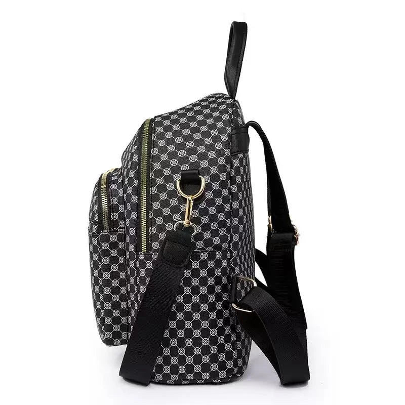 Alltagsrucksack mit Gittermuster aus PU-Leder, Modischer Mehrzweck-Tagesrucksack, Klassischer Retro-Ton für Damen, Alltägliche Outdoor-Ausflüge