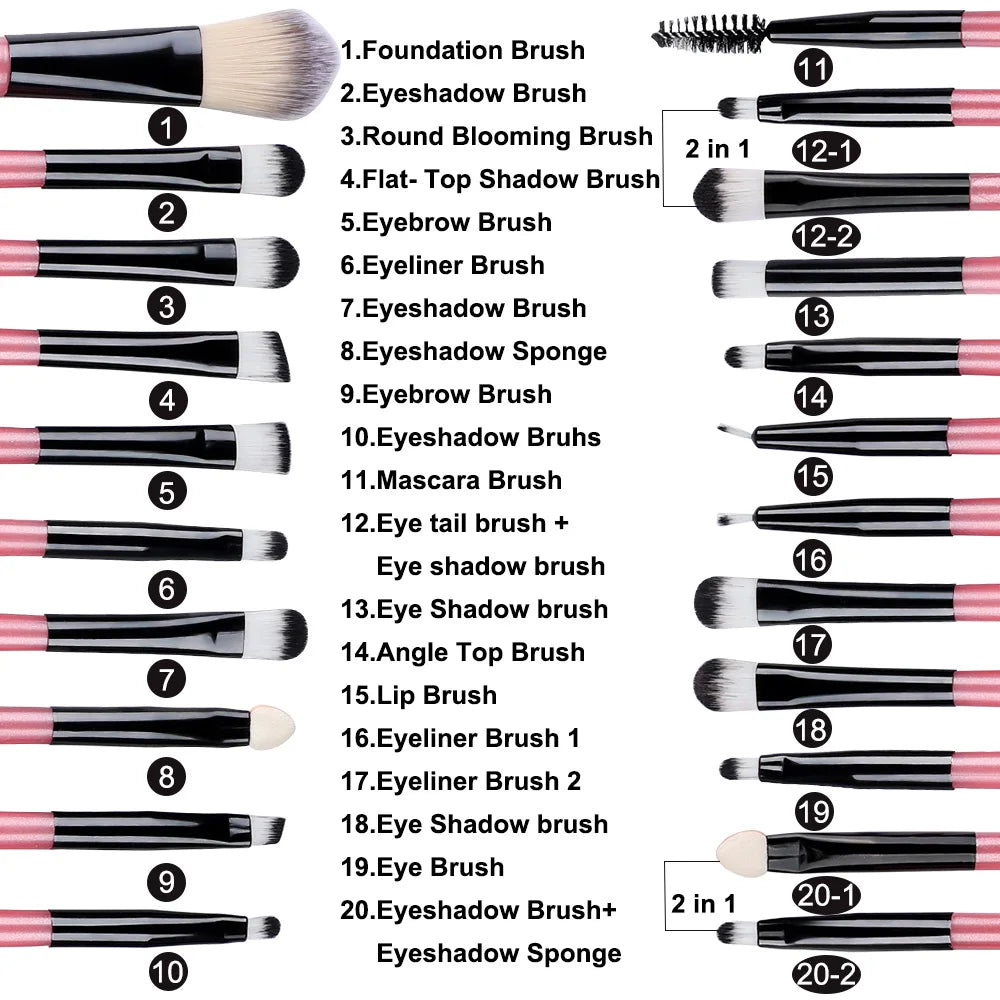20-teiliges Weiches Make-up Pinsel Set Augendetail-Pinsel Lidschatten Unterlid Wischpinsel Eyeliner Pinsel Perfekte Werkzeuge für Augen-Make-up
