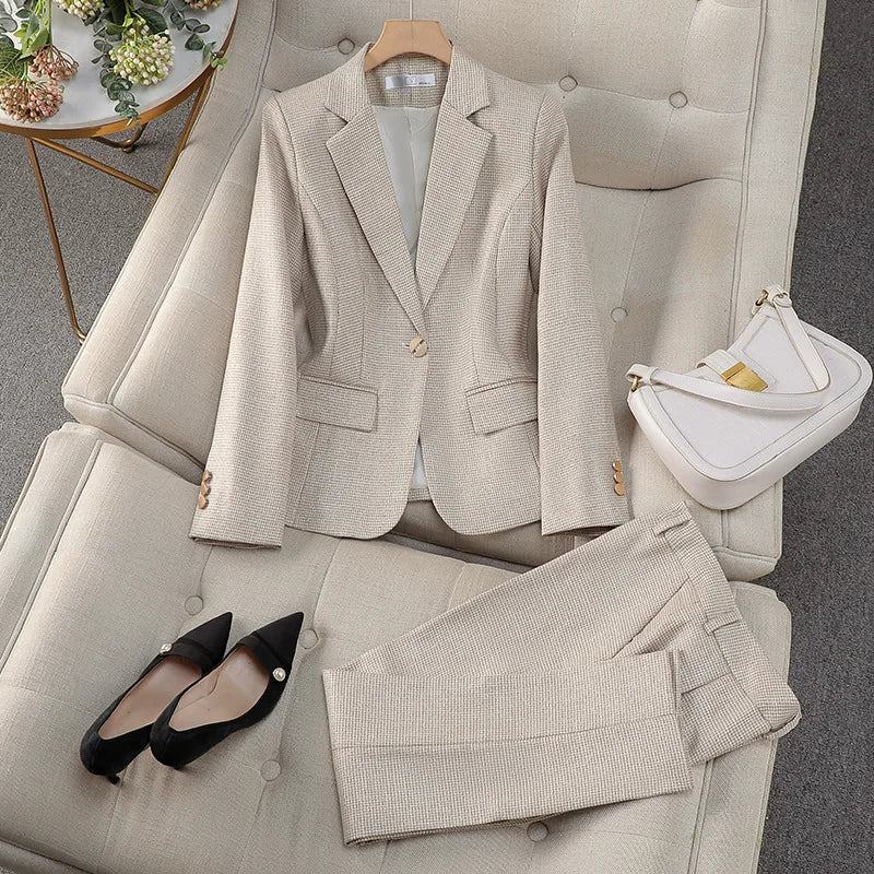 Luxus Kleine Frauen Rosa Blazer Damen Professionelle Anzug Frauen Temperament Anzug Mode Interview Formale Hose Anzüge