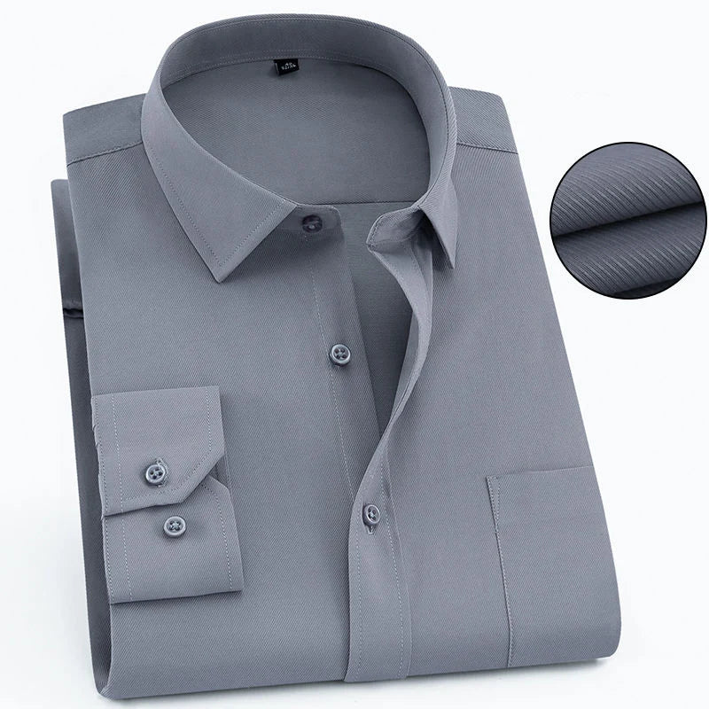 Top-Qualität Herren Business lässig Langarmhemd klassische gestreifte karierte männliche soziale Hemden für Mann lila blau