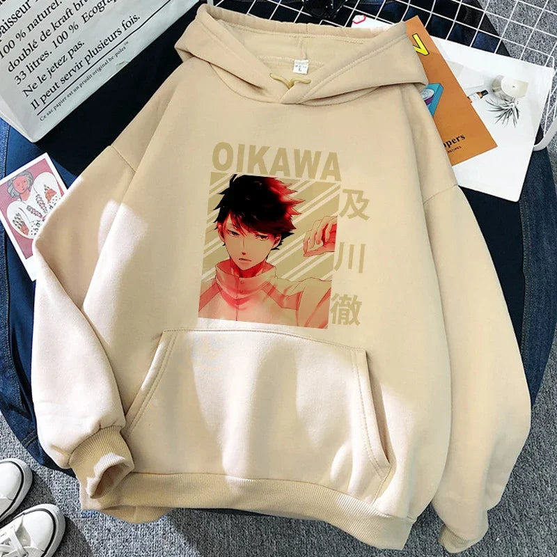 90er Jahre japanische Anime Haikyuu Hoodies Frauen lustige Karasuno Fly High Grafik Streetwear Winter warme Mode männliche Sweatshirts Unisex
