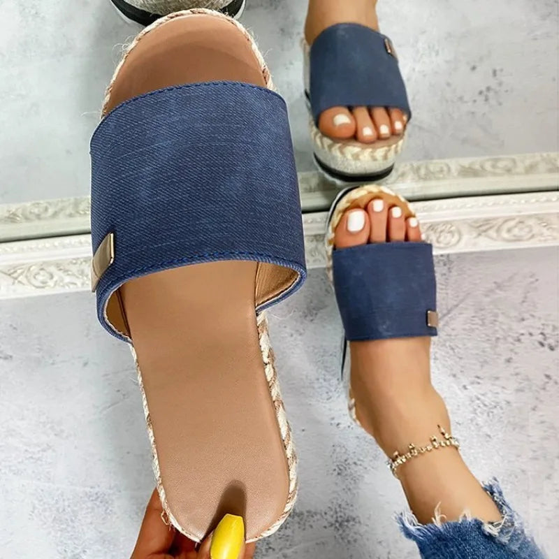 Sommer-Keilabsatz-Pantoletten, Plateau-High-Heels für Damen, Outdoor-Schuhe, Basic Clog Keilabsatz-Pantoletten, Flip-Flop-Sandalen