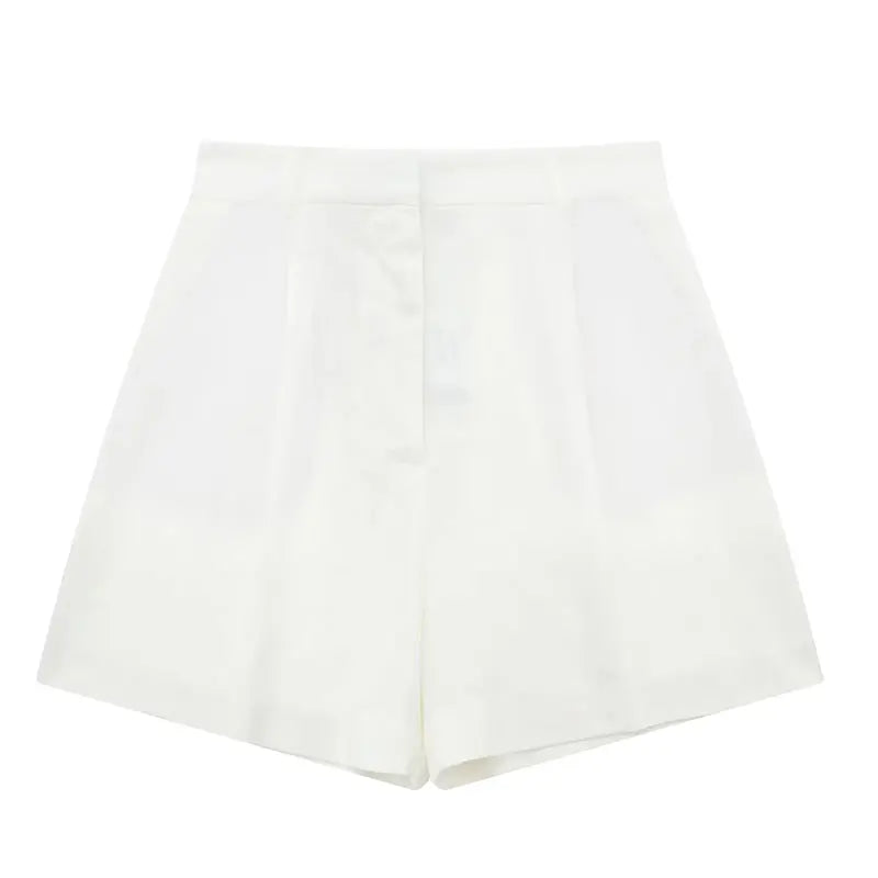 Frauen Vintage-Mode Shorts Set Casual Solide Weiß Ärmellose Weste + Taschen Hosen Weibliche Zwei Stücke Set Straße Roupa De mujer