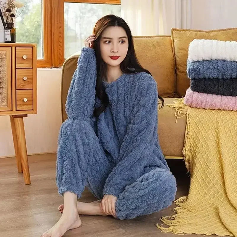 Frauen Korallen Fleece Nachtwäsche Herbst Winter Verdickt Warme Lose Lange Robe Pyjamas Homewear Casual Oberbekleidung Nachthemd