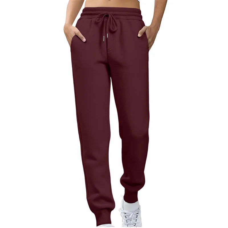 2026 Frühling Herbst Damen Gerade Hosen Mode Einfarbige Hosen mit Kordelzug Große Größen Schlanke Freizeithosen Damen Jogginghosen