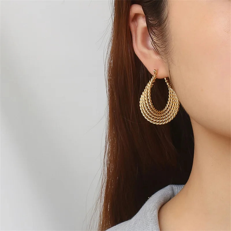 EILIECK 316L Edelstahl Metall Gold Farbe Hoop Ohrringe Für Frauen Trendy Hochwertige Wasserdichte Ohr Clips Schmuck Geschenk