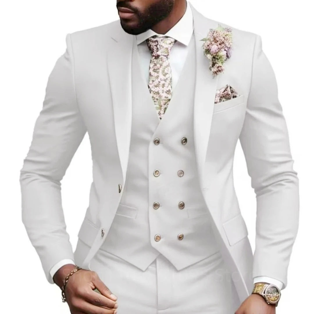 Hochwertige Grüne Business-Anzüge für Herren Slim Fit Elegante Hochzeitskleidung 3-Teilig Zweiknopf-Jacke Weste Hose Party-Sets