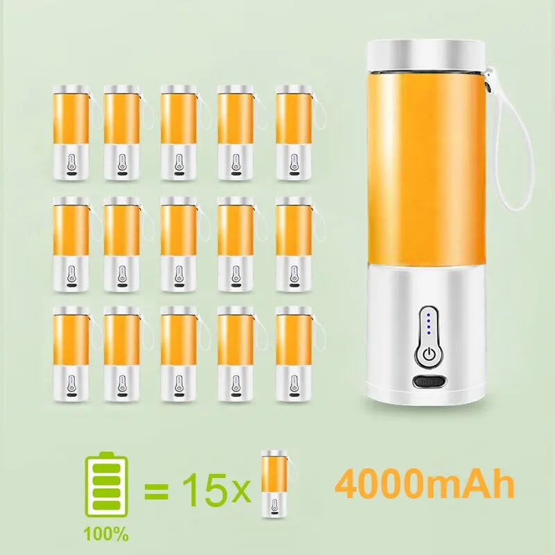 530 ml leistungsstarker tragbarer Mixer für Smoothies, Shakes, wiederaufladbare USB-Küchenmaschine, Obstmixer, Mini-Entsafter, Mixerbecher