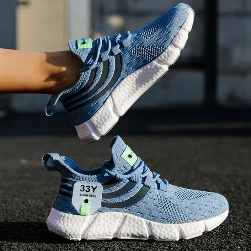 Herren-Laufschuhe, hochwertiges, leichtes Mesh-Design, atmungsaktiv, bequem, rutschfeste Sohle, Leichtathletik-Laufschuhe zum Schnüren