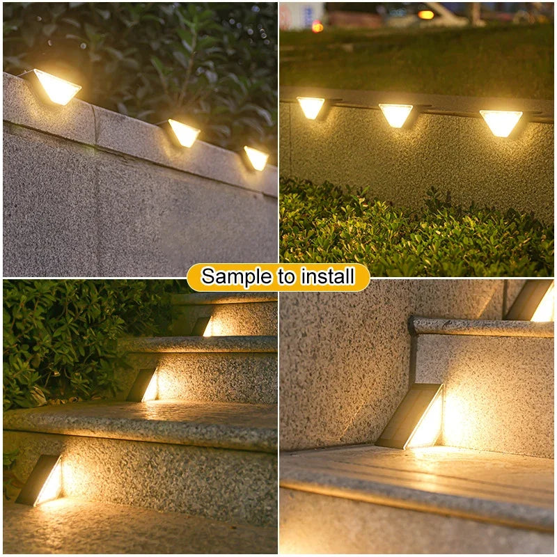 Solar-Stufenleuchten für den Außenbereich, wasserdicht, automatisches Ein- und Ausschalten, Solarlampe für Treppen, Terrasse, Hof, Veranda, Haustür, Gehweg, Dekoration