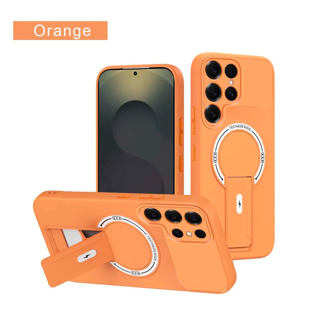 Fall für Für Samsung Galaxy S26 S25 S24 Plus S23 S22 Ultra S25Edge S25FE S24FE Matte Rüstung Ständer Halter Zurück Abdeckung Fundas