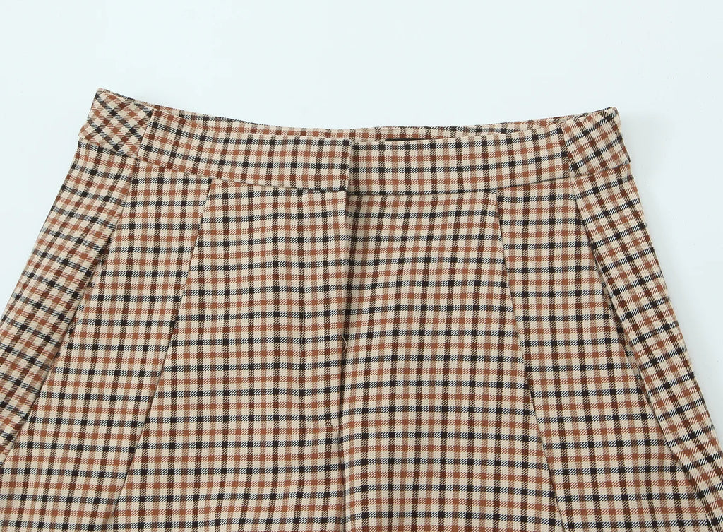 KONDALA Casual Chic Büro Dame Frauen Anzug Plaid Taste Langarm Blazer Lange Gerade Hosen Mode 2025, Herbst Bussiness Set