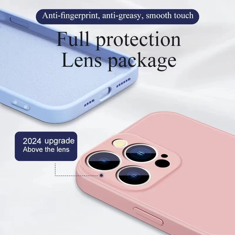 Weiche Luxus-Handyhüllen für iPhone 17, 16, 15, 14, 13, 12, 11 Pro Max 17, Air 8, 7 Plus, XS Max, offizielle stoßfeste Abdeckung aus flüssigem Silikon