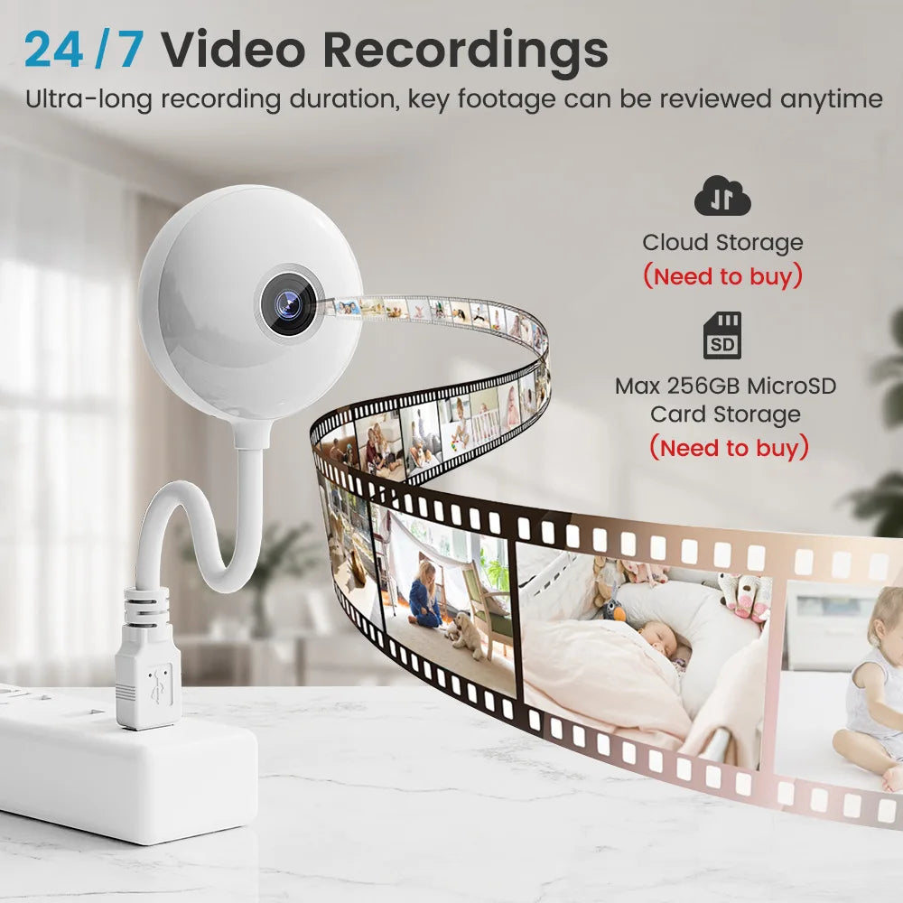 Tuya 5MP Mini WiFi Kamera Indoor 2K Sicherheit Kamera für Baby Monitor Wireless USB Stecker IP Überwachung AI auto Tracking Babe Cam
