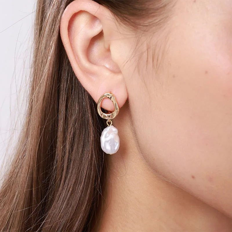 Unregelmäßige Perle Ohrringe Für Frauen Edelstahl Runde Perle Kreis Ohr Clip Ohrring Frauen Schmuck Geschenk Mujer Zubehör
