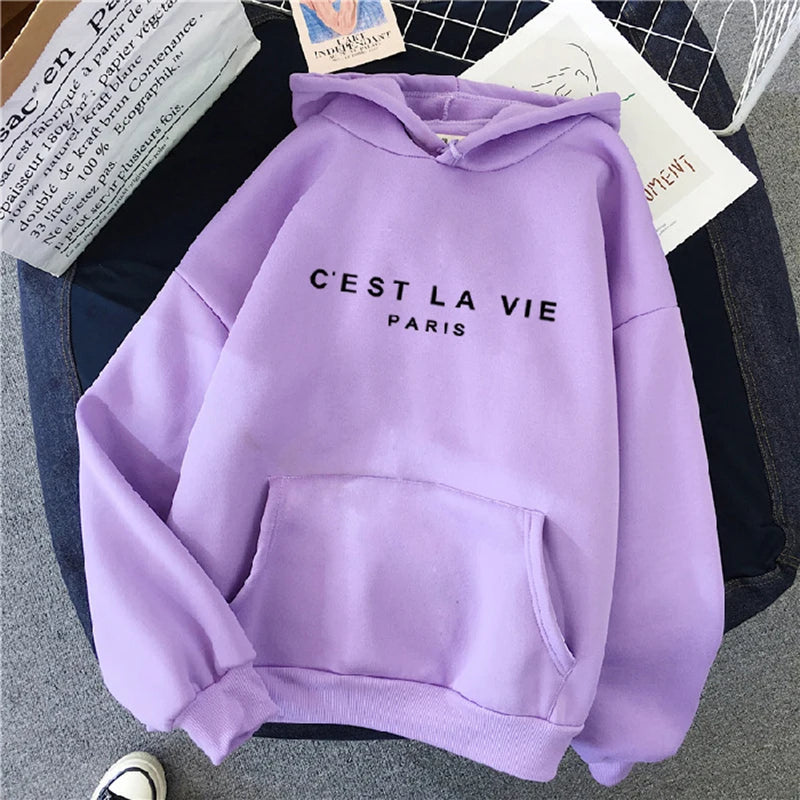 Frauen Casual Drucken Lose Hoodies Frühling Langarm Mit Kapuze Sweatshirt Harajuku Einfache Tops Faul Stil Pullover 2023 Streetwear