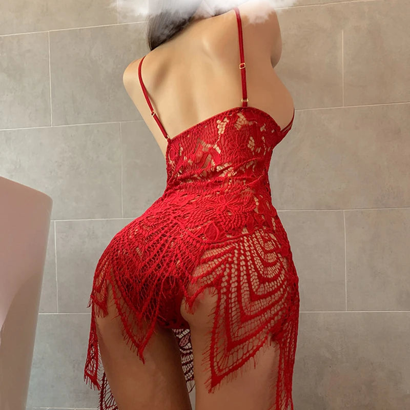 Schlinge Hause Tragen Sommer Ärmellose Voll Transparent Nachthemd Frauen Robe Nachthemd Plus Größe Pyjamas Panty Set Exquisite V-ausschnitt