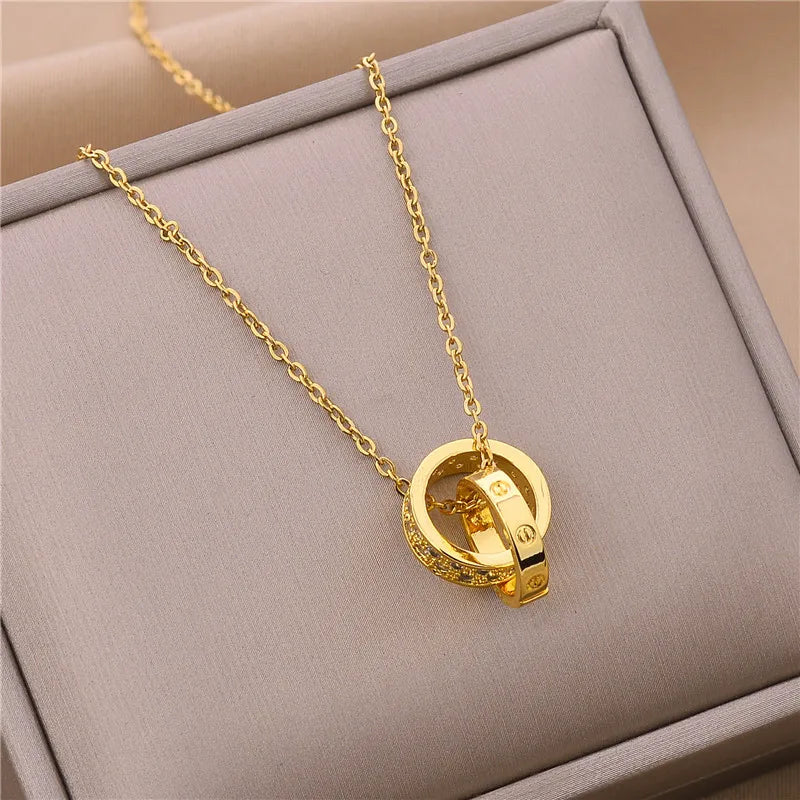 Neue Trendy Zirkon Kristall Anhänger Edelstahl Halskette Für Frauen Koreanische Mode Weibliche Sexy Schlüsselbein Kette Schmuck Großhandel