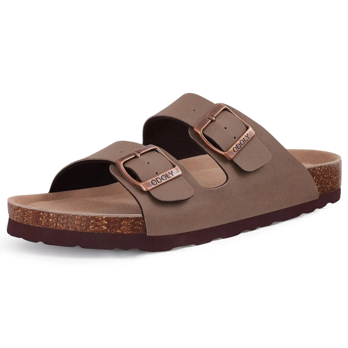 Comwarm Herren-Sandalen mit Korkfußbett, Fußbett, Fußgewölbeunterstützung, Sommer-Outdoor-Sandalen mit verstellbarer Schnalle, Freizeit-Herren-Leder-Sandalen