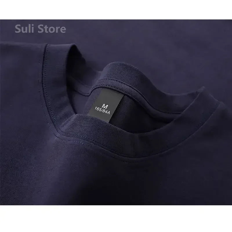 600 g robustes Baumwoll-Kurzarm-T-Shirt für Herren, modisches, verdicktes Kurzarm-T-Shirt aus reiner Baumwolle mit halben Ärmeln