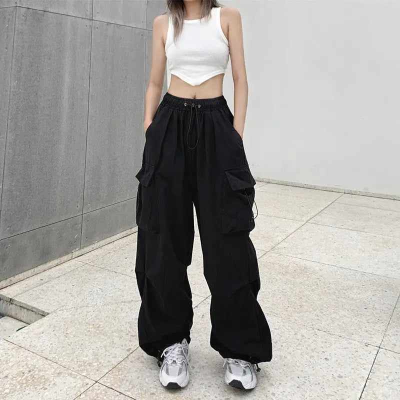 2025, Cargohose für Damen, Retro-Arbeitskleidung, lässig, Baggy, gerade Hose, modisch, breite Beintaschen, Joggerhose, Y2k-Streetwear