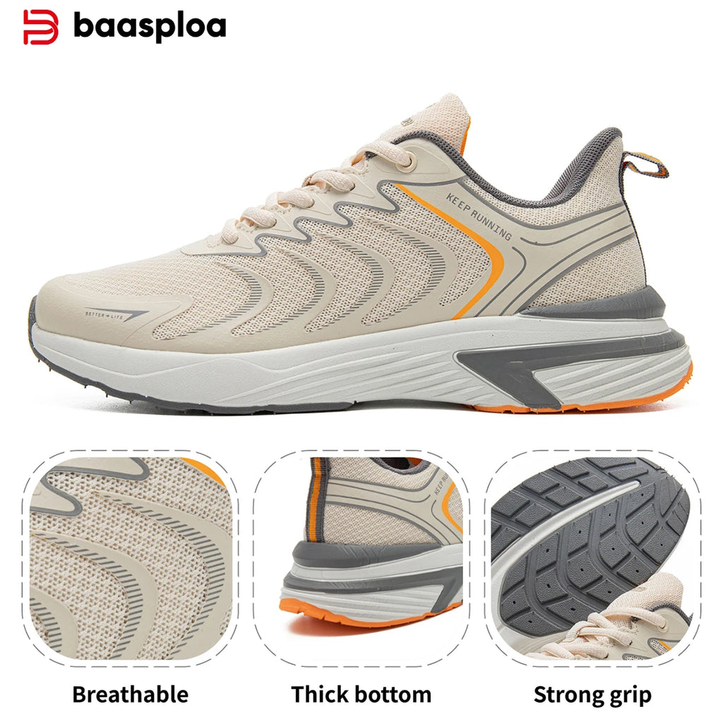 Baasploa Herren-Laufschuhe, lässig, leicht, atmungsaktiv, aus Mesh, für den Außenbereich, rutschfest, verschleißfest, Sportschuhe