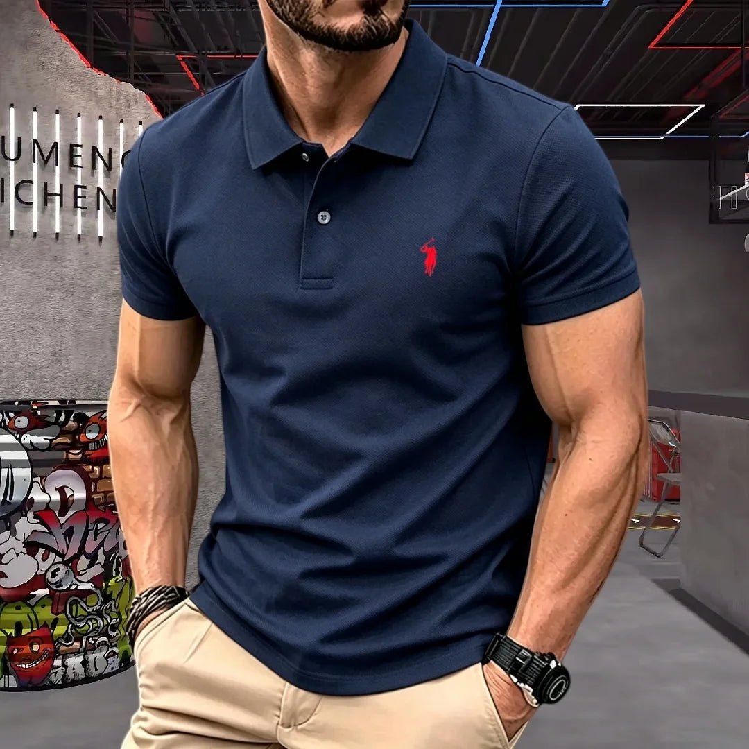 100% reine Baumwolle, hochwertiges Marken-Herren-Poloshirt mit kurzen Ärmeln, Sommer 2026, luxuriöses Mode-Golf-Oberteil mit Pony-Stickerei, lässiges T-Shirt