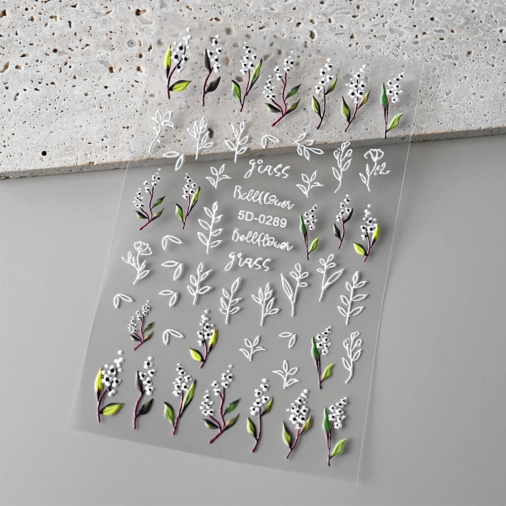 1 Stück 3D Lavendel Blumen Aufkleber für Nägel Frühling Sakura Blumenblätter Selbstklebende Slider Abziehbilder Kunst Maniküre für Dekoration