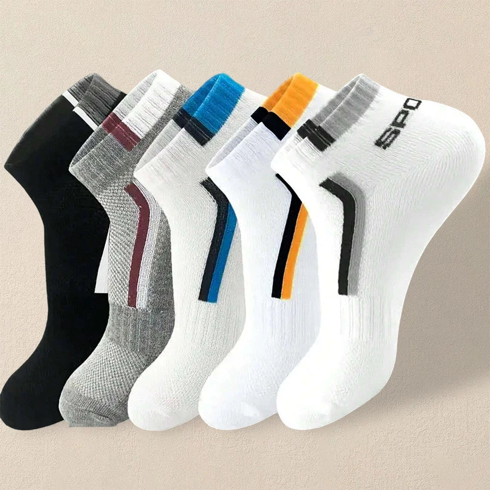 5-Paar Herren-Sommersocken, trendige, modische, einfache, vielseitige Herren-Söckchen, bequeme, leichte, atmungsaktive Freizeitsocken