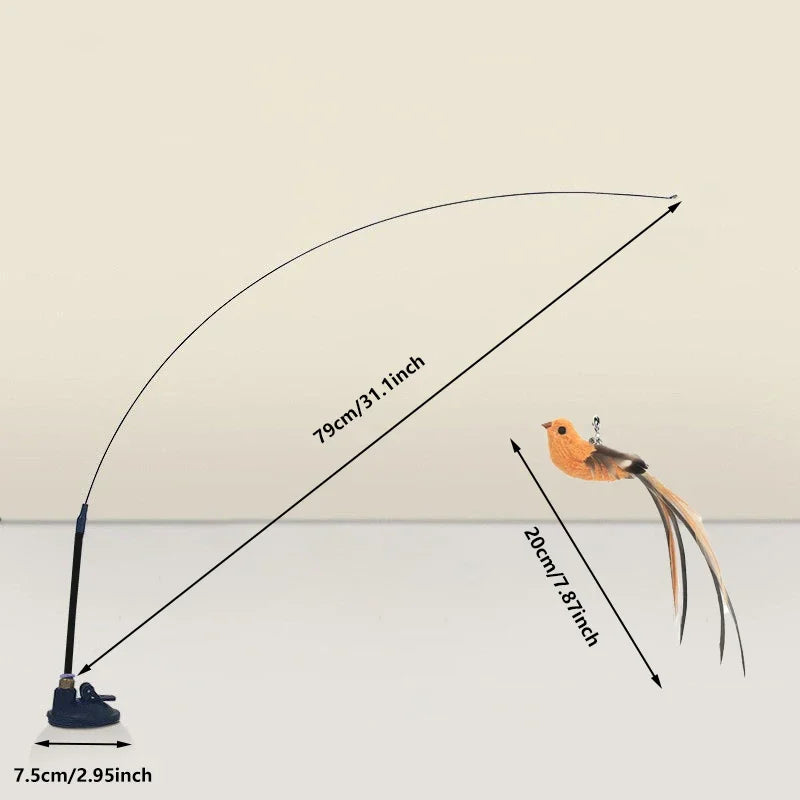 Simuliertes Vogel-Katzenspielzeug, verbessertes Epoxid-Sauger, Stahldraht, langer Stab, Feder, Katze, neckender Stick, Katze, selbst, hoch, keine schädlichen Inhaltsstoffe