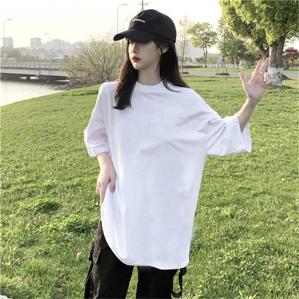 100% Polyester Mode solide kurz ärmel ige T-Shirt Frauen Frühling Sommer Rundhals ausschnitt gerade weiß schwarz Top für Frauen Mädchen